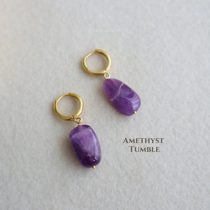 Amethyst Tumble Elong Huggies WearZing - Crystal Jewelry Store in India