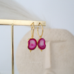 Pink Druzy Agate Hoops