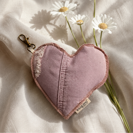 Denim Heart Bag Charm – Dusty Mauve WearZing - Crystal Jewelry Store in India