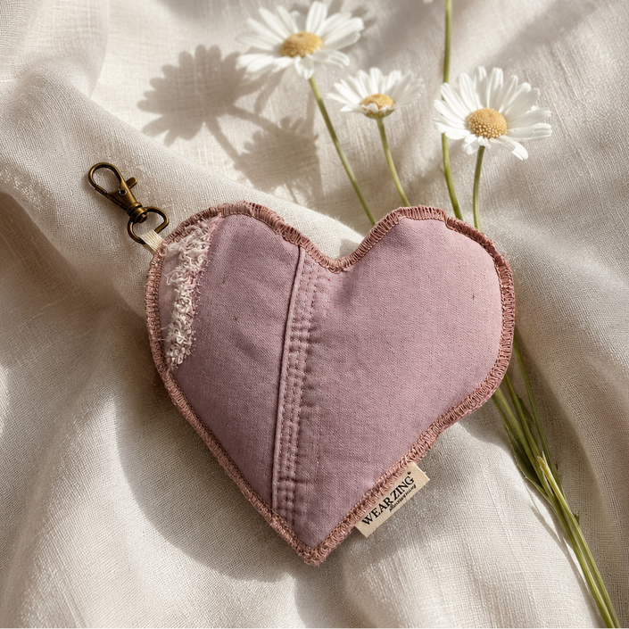 Denim Heart Bag Charm – Dusty Mauve WearZing - Crystal Jewelry Store in India