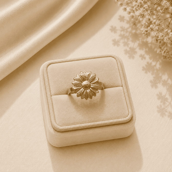 Golden Sunflower Ring WearZing - Crystal Jewelry Store in India