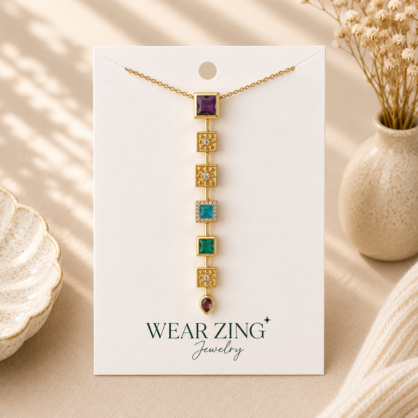 Geometric Cascade Necklace WearZing - Crystal Jewelry Store in India