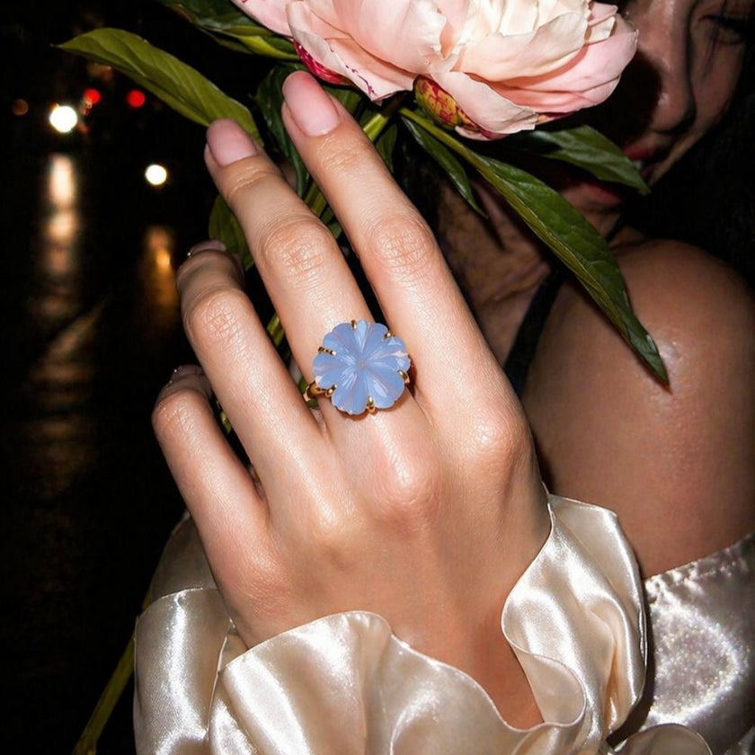 Blue Daisy Flower Ring