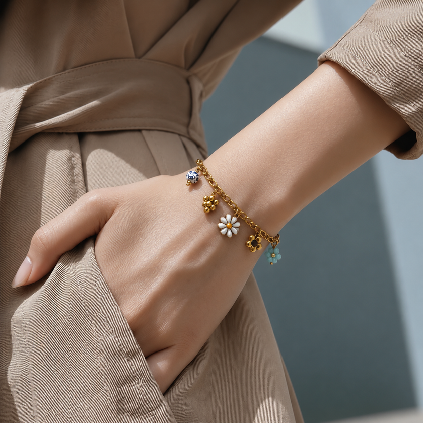 Flora Charm Link Bracelet WearZing - Crystal Jewelry Store in India
