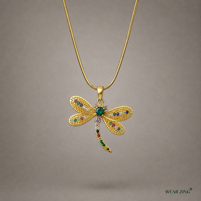 Shimmering Dragonfly Necklace WearZing - Crystal Jewelry Store in India