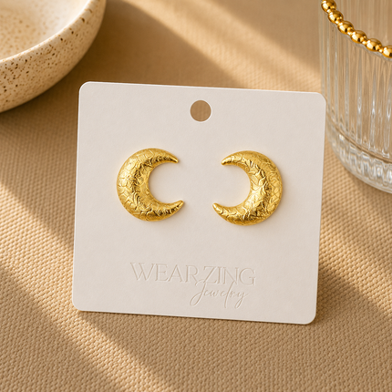 Moon Textured Studs WearZing - Crystal Jewelry Store in India