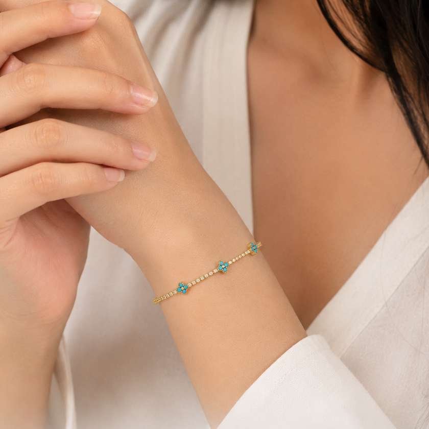 Blue Clover Chain Bracelet WearZing - Crystal Jewelry Store in India
