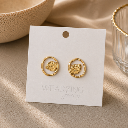 Molten Gold Nugget Oval Studs WearZing - Crystal Jewelry Store in India