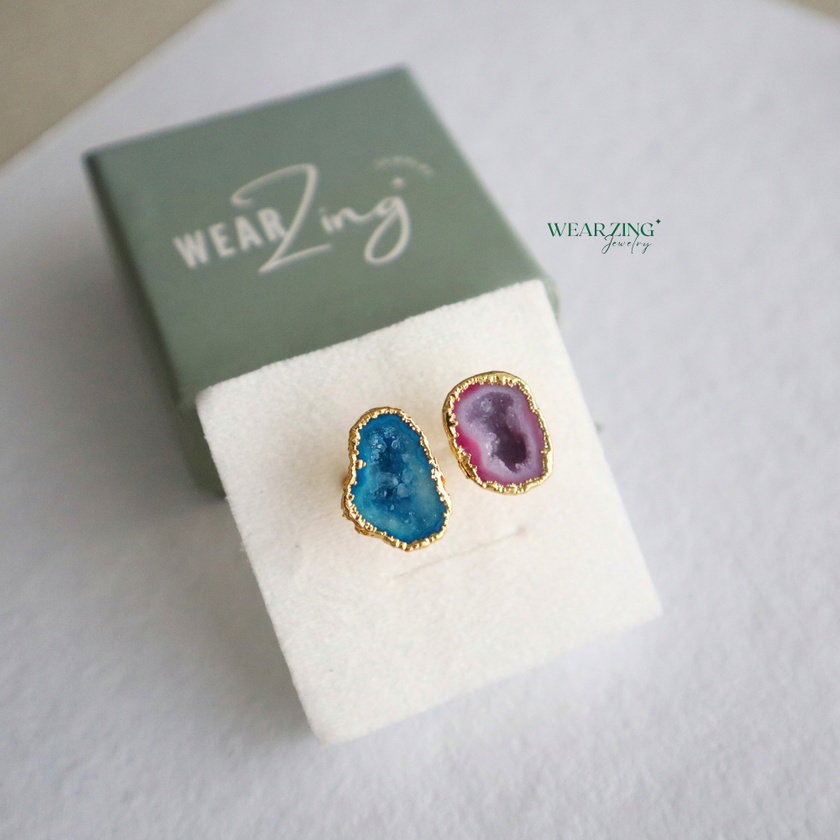 Double Stone Druzy Ring WearZing - Crystal Jewelry Store in India