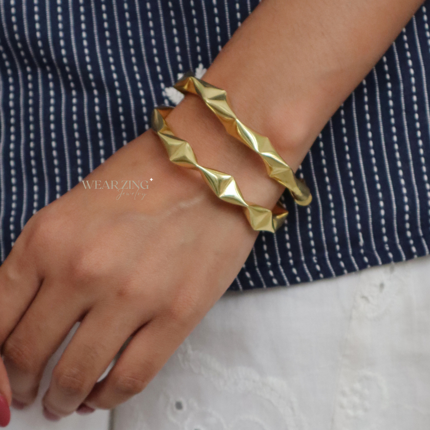 Crumpled Gold Cuff WearZing - Crystal Jewelry Store in India