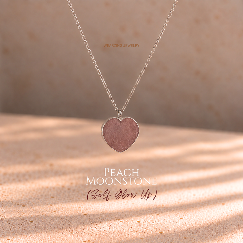 moonstone Heart Crystal Pendant WearZing - Crystal Jewelry Store in India