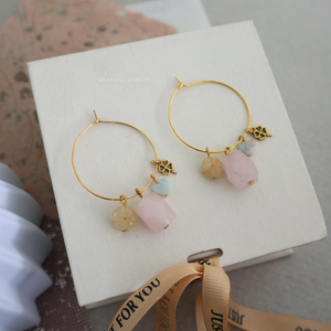 Lucky Blush Charm Hoops