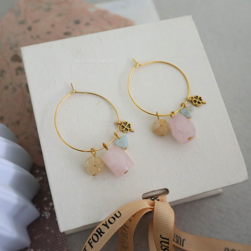 Lucky Blush Charm Hoops