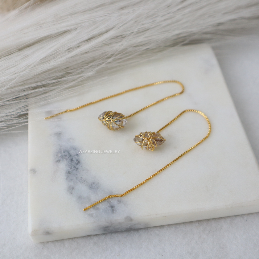 Clear Quartz Wrap Threader Earring