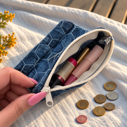 Honeycomb Pattern Denim Pouch WearZing - Crystal Jewelry Store in India