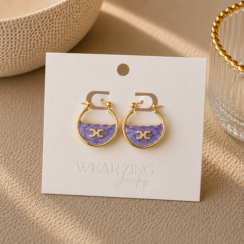 Marbled Enamel Loop Earrings WearZing - Crystal Jewelry Store in India