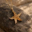 Fossil Agate Starfish Pendant