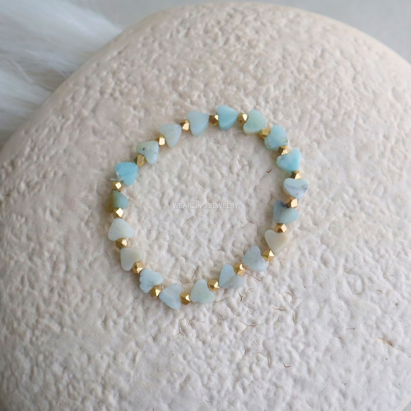 Amazonite Heart Bead Bracelet WearZing - Crystal Jewelry Store in India