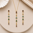 Multi-Stone Drop Pendant & Earrings Set WearZing - Crystal Jewelry Store in India