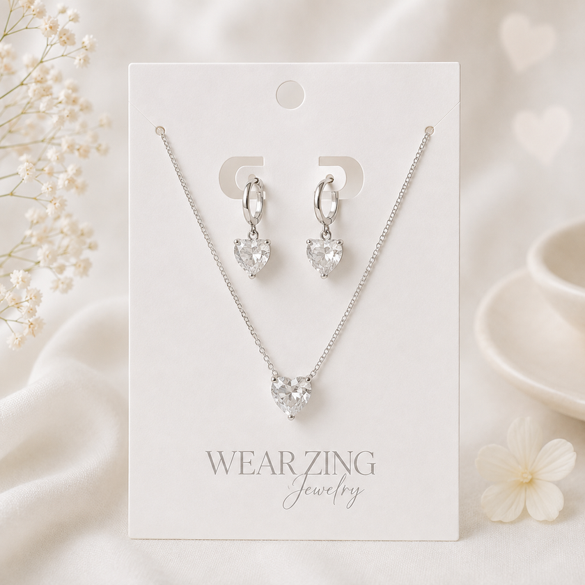 Sweetheart set-white WearZing - Crystal Jewelry Store in India