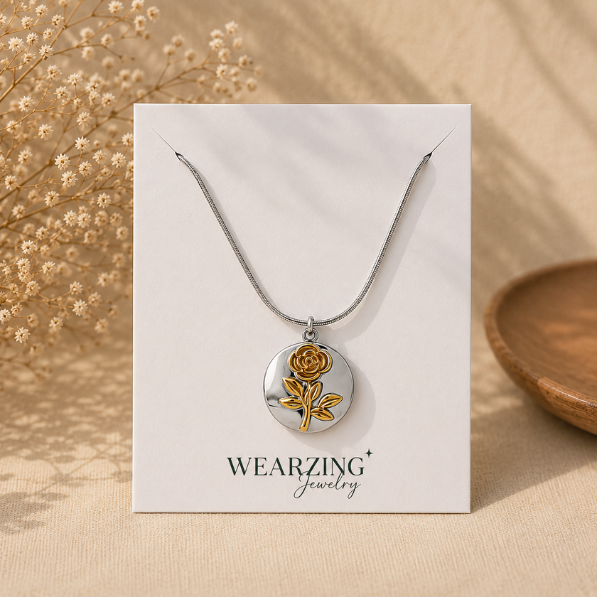 Two Tone Rose Pendant WearZing - Crystal Jewelry Store in India