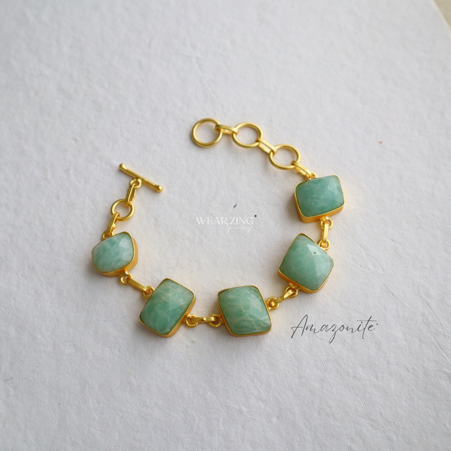 Amazonite Hexa Line Bracelet
