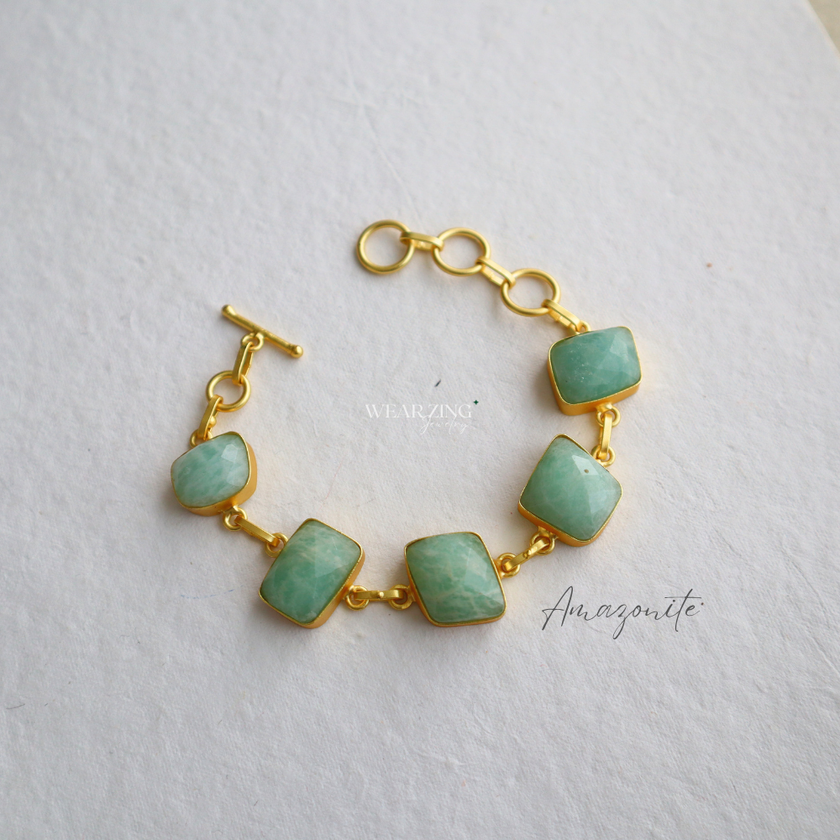 Amazonite Hexa Line Bracelet