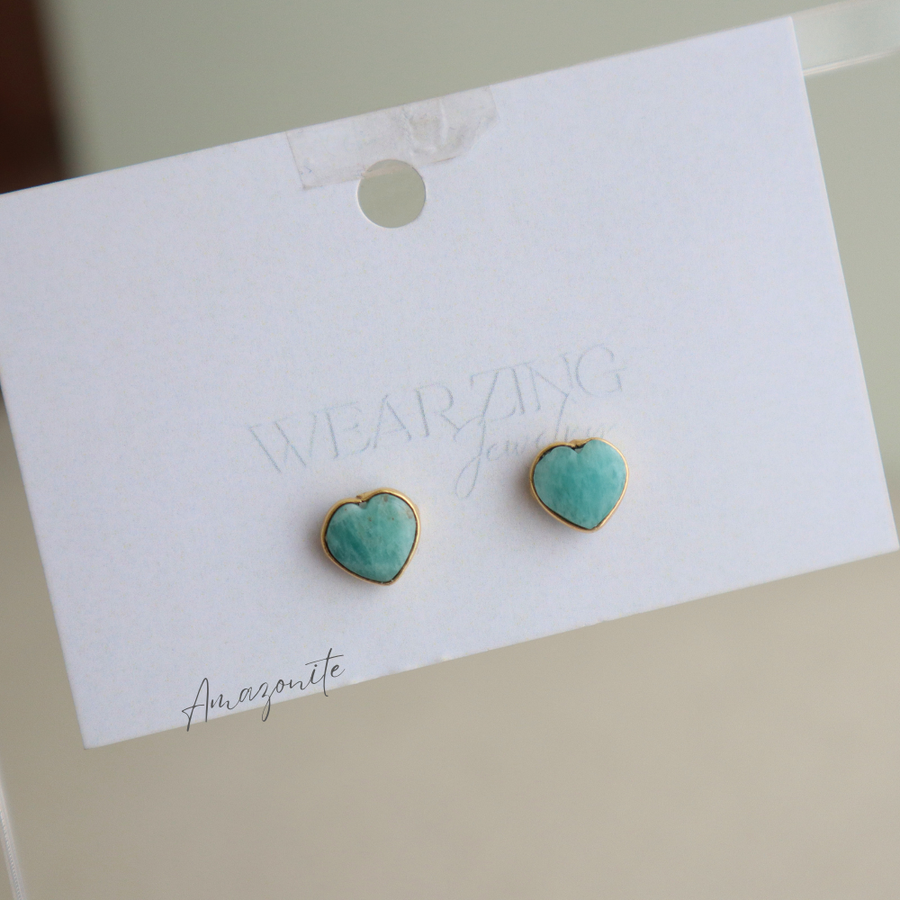 Amazonite Mini Heart Studs