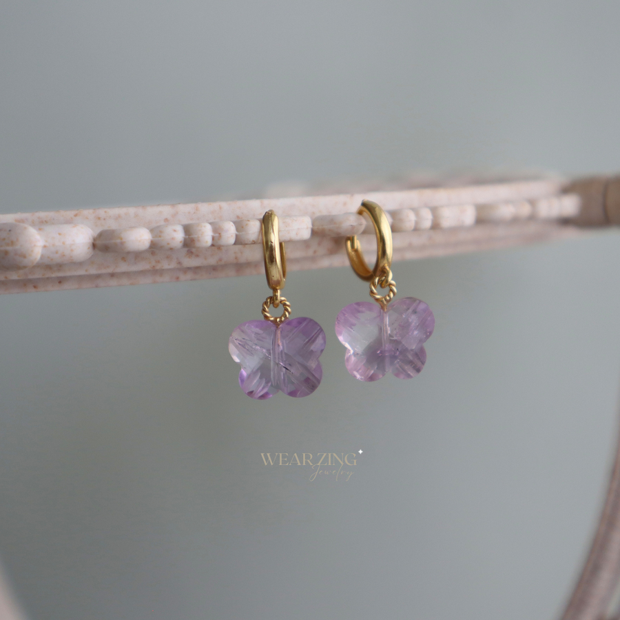 Amethyst Butterfly Huggies