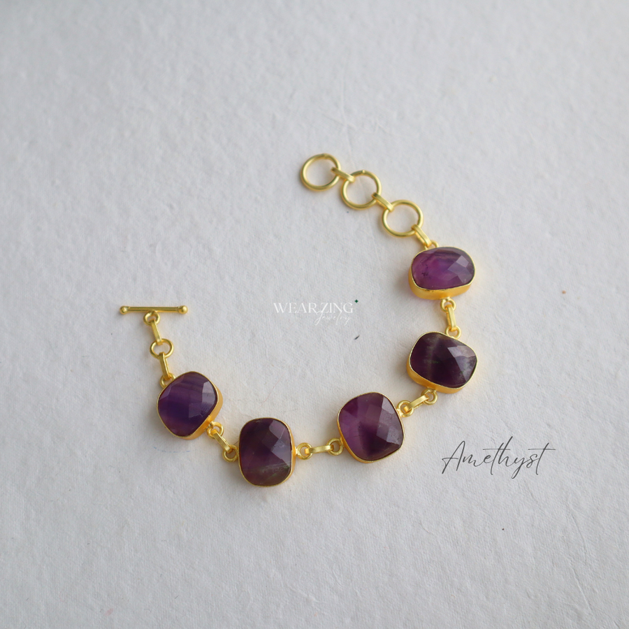 Amethyst Hexa Line Bracelet