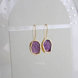 Amethyst Raw Drop Earrings