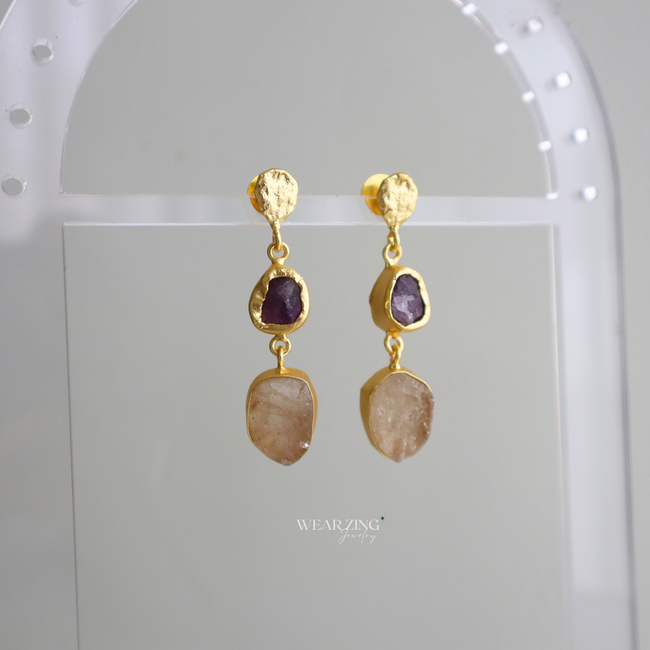 Amethyst Three Line Drops