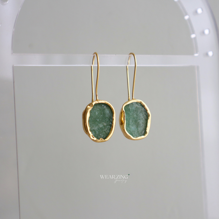 Aventurine Raw Drop Earrings