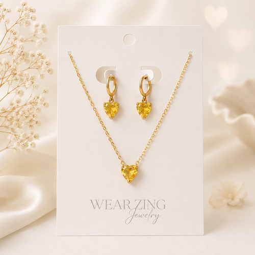 Sweetheart set-yellow WearZing - Crystal Jewelry Store in India
