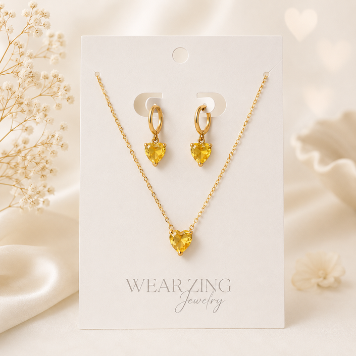 Sweetheart set-yellow WearZing - Crystal Jewelry Store in India