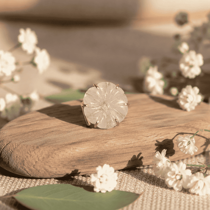 Moonstone Flower Ring WearZing - Crystal Jewelry Store in India