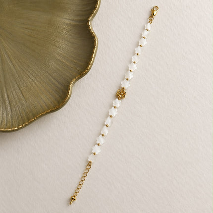 White Blossom Beaded Bracelet WearZing - Crystal Jewelry Store in India