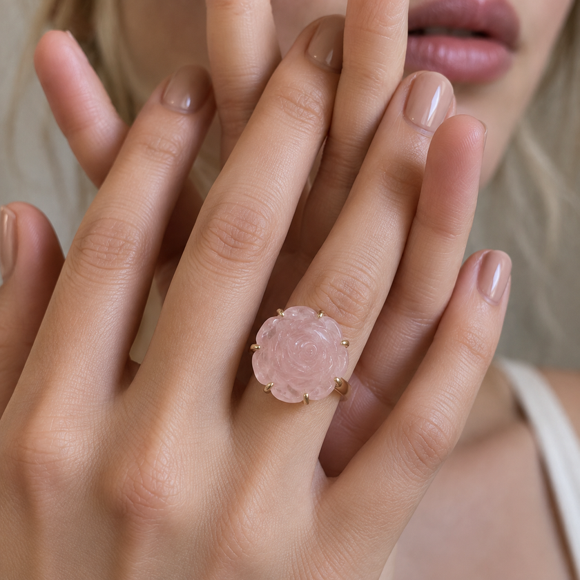 Pink rose ring WearZing - Crystal Jewelry Store in India