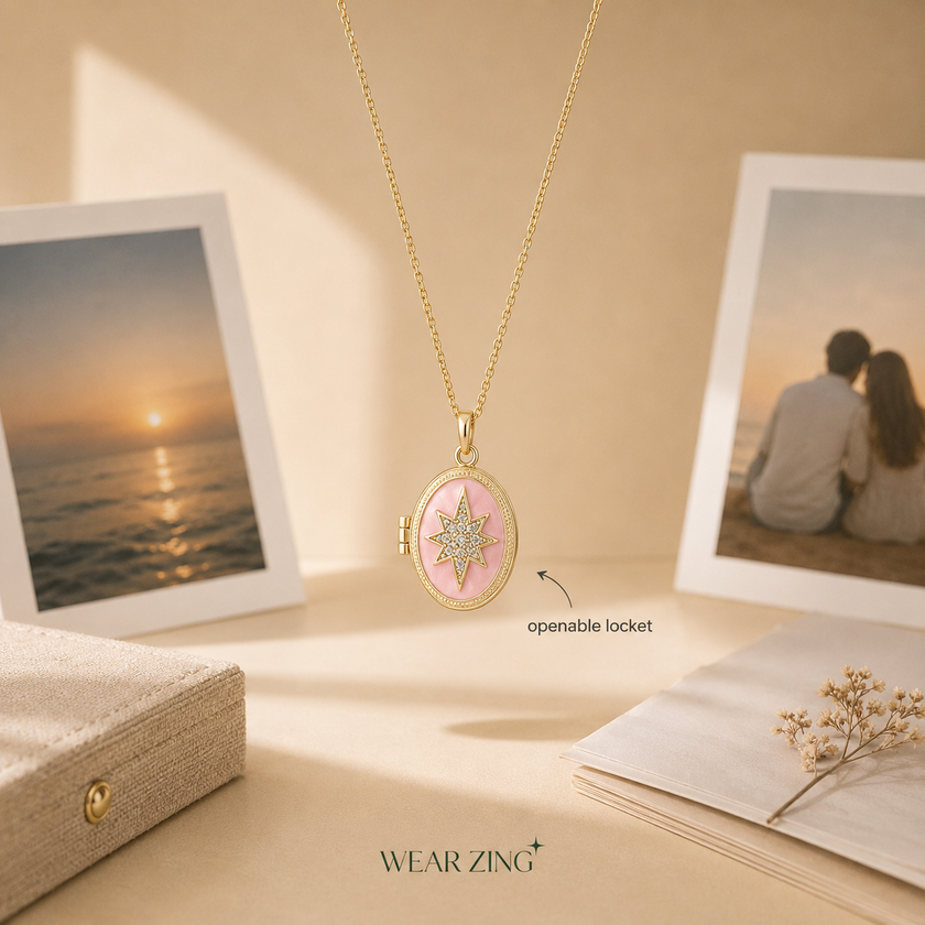 Openable Pendant Locket - Starburst WearZing - Crystal Jewelry Store in India