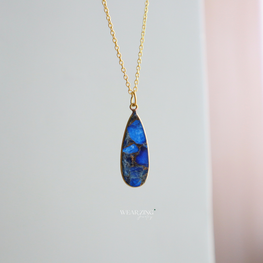Blue Agate Drop Pendant