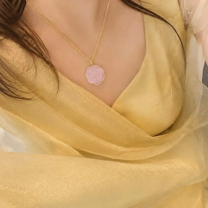 Pink Rose Pendant WearZing - Crystal Jewelry Store in India