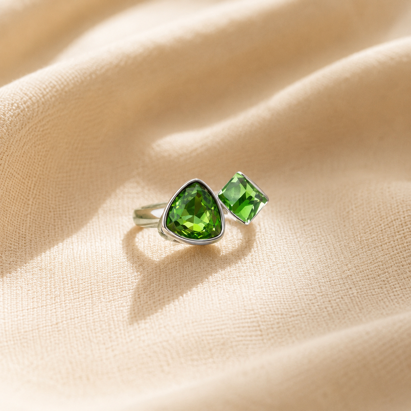 Peridot Bypass Ring WearZing - Crystal Jewelry Store in India