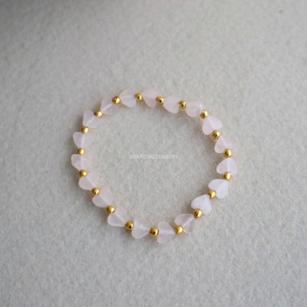 Rose Quartz Heart Bead Bracelet WearZing - Crystal Jewelry Store in India