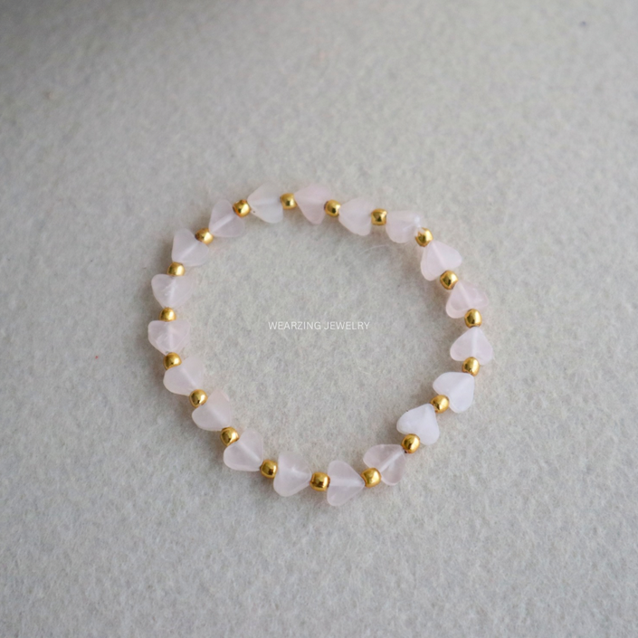 Rose Quartz Heart Bead Bracelet WearZing - Crystal Jewelry Store in India