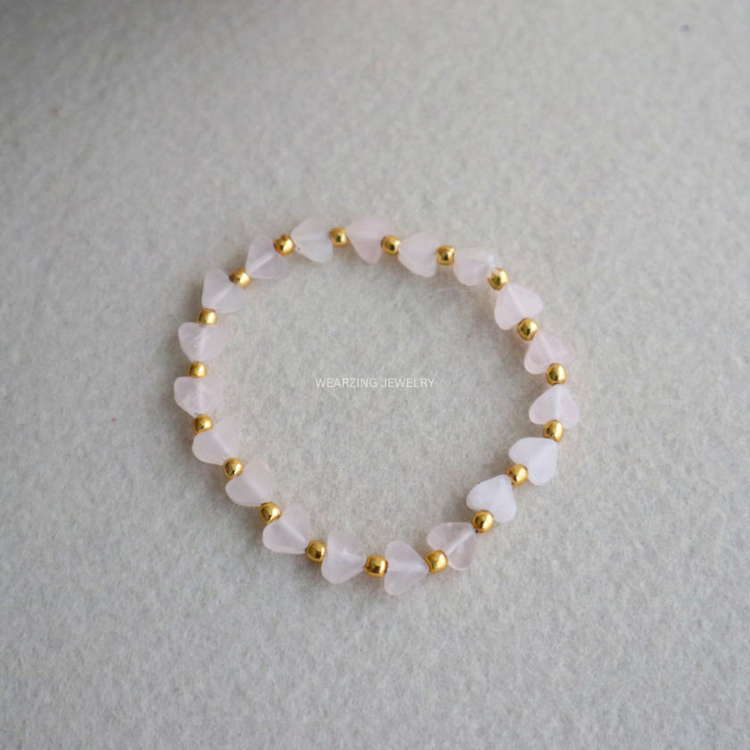 Rose Quartz Heart Bead Bracelet WearZing - Crystal Jewelry Store in India
