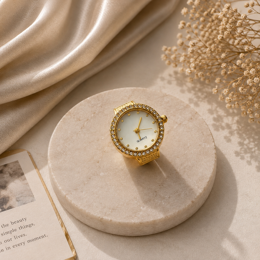 White Halo Watch Ring WearZing - Crystal Jewelry Store in India