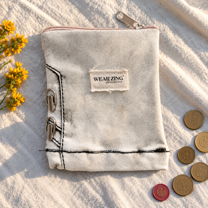 Off-White Denim Pouch WearZing - Crystal Jewelry Store in India