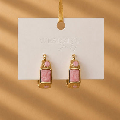 Marbled Chunky Huggie Earrings WearZing - Crystal Jewelry Store in India