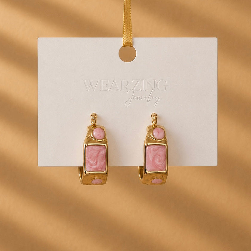 Marbled Chunky Huggie Earrings WearZing - Crystal Jewelry Store in India