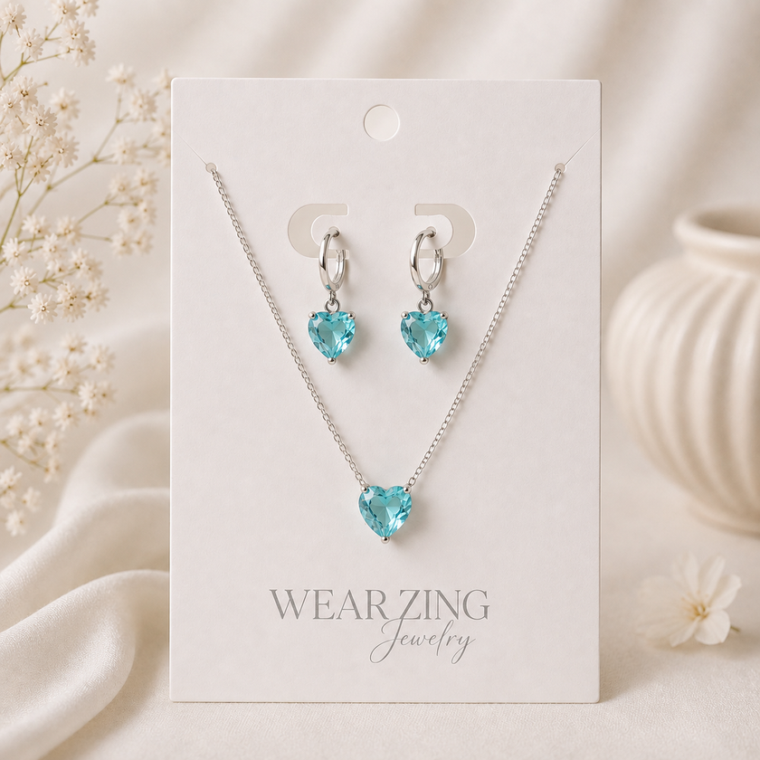 Sweetheart set -Sky blue WearZing - Crystal Jewelry Store in India